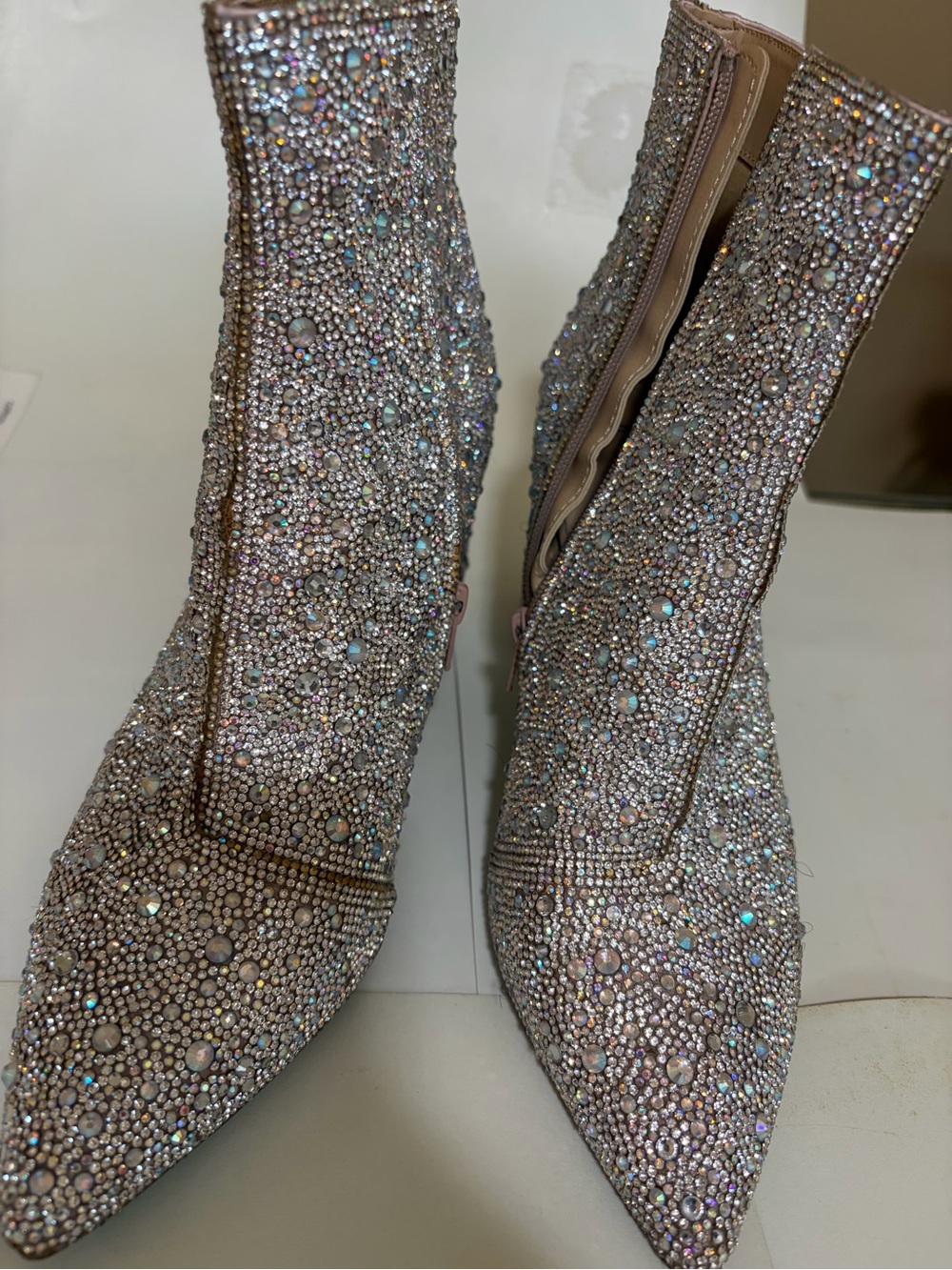 Betsey Johnson Crystal-Embellished Pointed Toe Booties - Silver - Picture 6 of 6